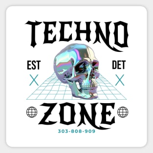 TECHNO - Techno Zone Skull (Black/Blue) Sticker